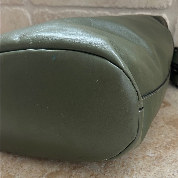 Lodis Elegant Olive Green Leather & Suede Bucket Bag - Picture 6 of 8